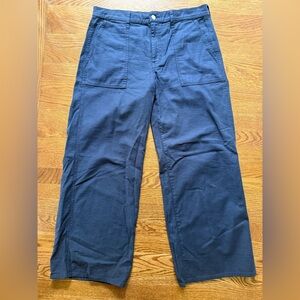 J CREW Camp Pocket Wide‎ Leg Pants Utility High Rise Baggy Comfy Navy Blue 30